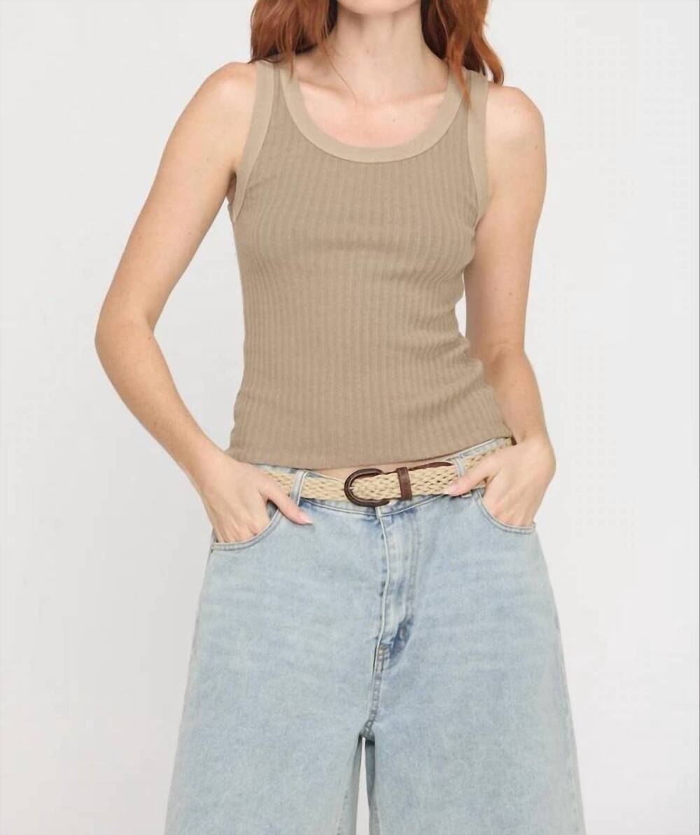 NEW PROJECT SOCIAL T cooper sweater rib tank top in desert taupe